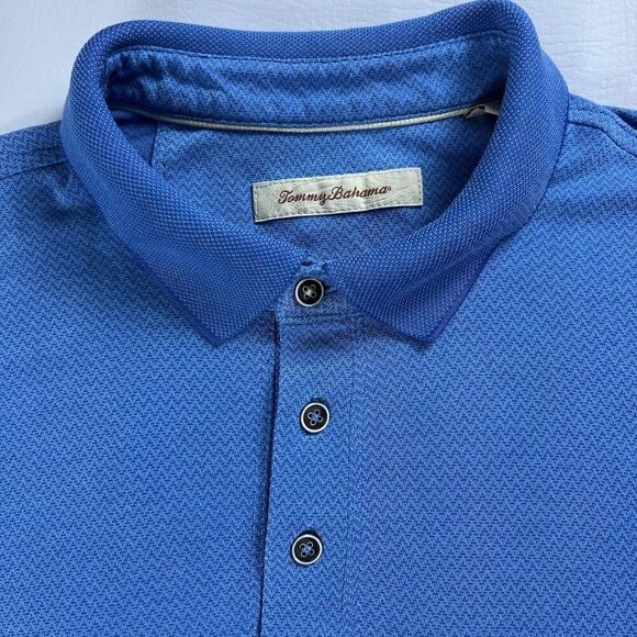 Tommy Bahama Men's Modal Polyester Textured Polo Shirt Blue Lightweight XL - Picture 6 of 16